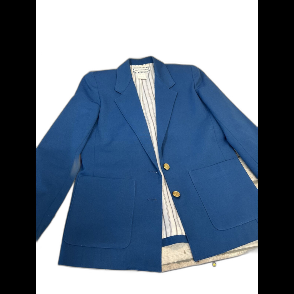 Vintage Miss Bennington Button part Wool Blazer Blue white lined Size small